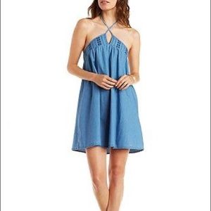 Chambray halter dress